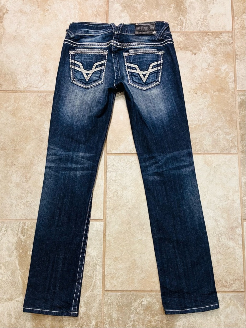 Vigoss Low Rise Straight Leg Jeans 28x32 Dark Blue Wash Stretch Y2K Women’s EUC - Picture 5 of 13